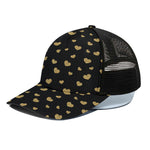 Gold And Black Heart Pattern Print Black Mesh Trucker Cap