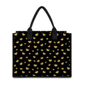 Gold And Black Heart Pattern Print Canvas Tote Bag