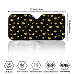 Gold And Black Heart Pattern Print Car Windshield Sun Shade