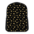 Gold And Black Heart Pattern Print Casual Backpack