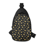 Gold And Black Heart Pattern Print Chest Bag