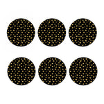 Gold And Black Heart Pattern Print Coaster Set