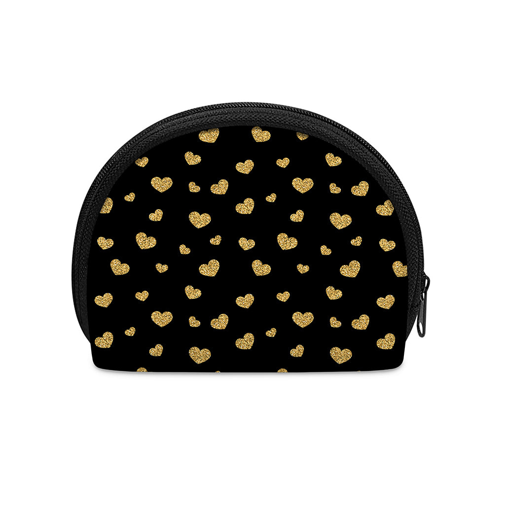Gold And Black Heart Pattern Print Coin Purse