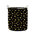 Gold And Black Heart Pattern Print Collapsible Laundry Basket
