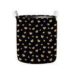 Gold And Black Heart Pattern Print Collapsible Laundry Basket