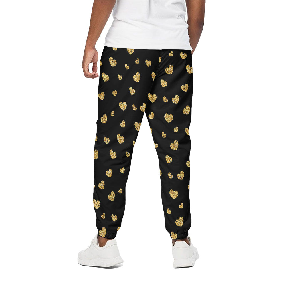 Gold And Black Heart Pattern Print Cotton Pants