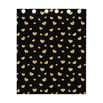 Gold And Black Heart Pattern Print Curtain