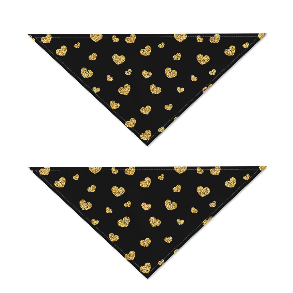 Gold And Black Heart Pattern Print Dog Bandana