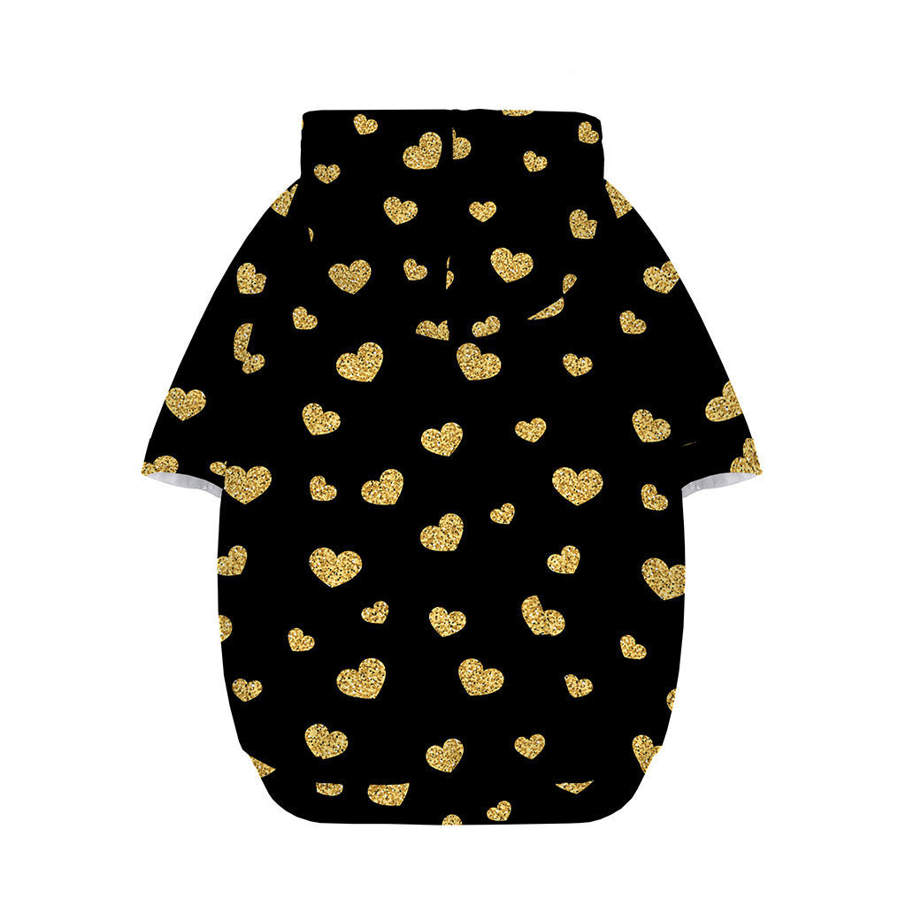 Gold And Black Heart Pattern Print Dog Zip Up Hoodie