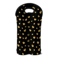 Gold And Black Heart Pattern Print Double Neoprene Wine Tote