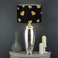 Gold And Black Heart Pattern Print Drum Lamp Shade