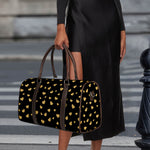 Gold And Black Heart Pattern Print Duffle Bag