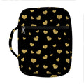 Gold And Black Heart Pattern Print Front Pocket Bible Bag