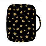 Gold And Black Heart Pattern Print Front Pocket Bible Bag