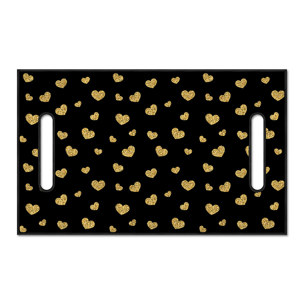 Gold And Black Heart Pattern Print Golf Cart Seat Cover