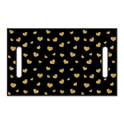 Gold And Black Heart Pattern Print Golf Cart Seat Cover