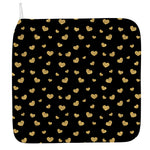 Gold And Black Heart Pattern Print Hand Towel