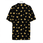 Gold And Black Heart Pattern Print Hawaiian Shirt