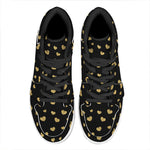 Gold And Black Heart Pattern Print High Top Leather Sneakers