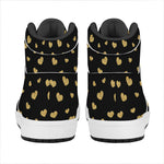 Gold And Black Heart Pattern Print High Top Leather Sneakers