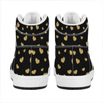 Gold And Black Heart Pattern Print High Top Leather Sneakers