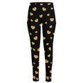Gold And Black Heart Pattern Print High-Waisted Pocket Leggings