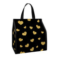 Gold And Black Heart Pattern Print Insulated Lunch Tote