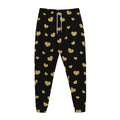 Gold And Black Heart Pattern Print Jogger Pants
