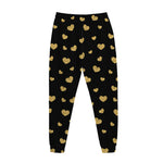 Gold And Black Heart Pattern Print Jogger Pants