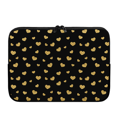Gold And Black Heart Pattern Print Laptop Sleeve