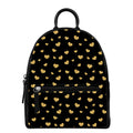 Gold And Black Heart Pattern Print Leather Backpack
