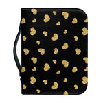 Gold And Black Heart Pattern Print Leather Bible Cover