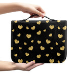 Gold And Black Heart Pattern Print Leather Bible Cover