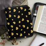 Gold And Black Heart Pattern Print Leather Bible Cover