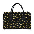 Gold And Black Heart Pattern Print Leather Duffel Bag
