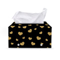 Gold And Black Heart Pattern Print Leather Tissue Box Cover