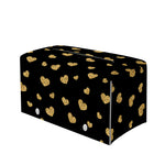 Gold And Black Heart Pattern Print Leather Tissue Box Cover