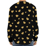 Gold And Black Heart Pattern Print Long Sleeve Baseball Jersey