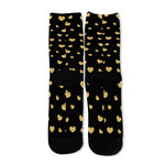 Gold And Black Heart Pattern Print Long Socks