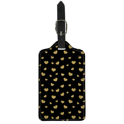 Gold And Black Heart Pattern Print Luggage Tag
