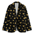 Gold And Black Heart Pattern Print Men's Blazer