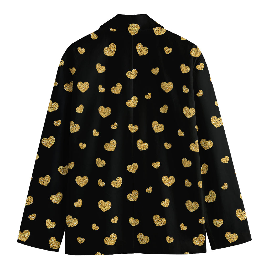 Gold And Black Heart Pattern Print Men's Blazer