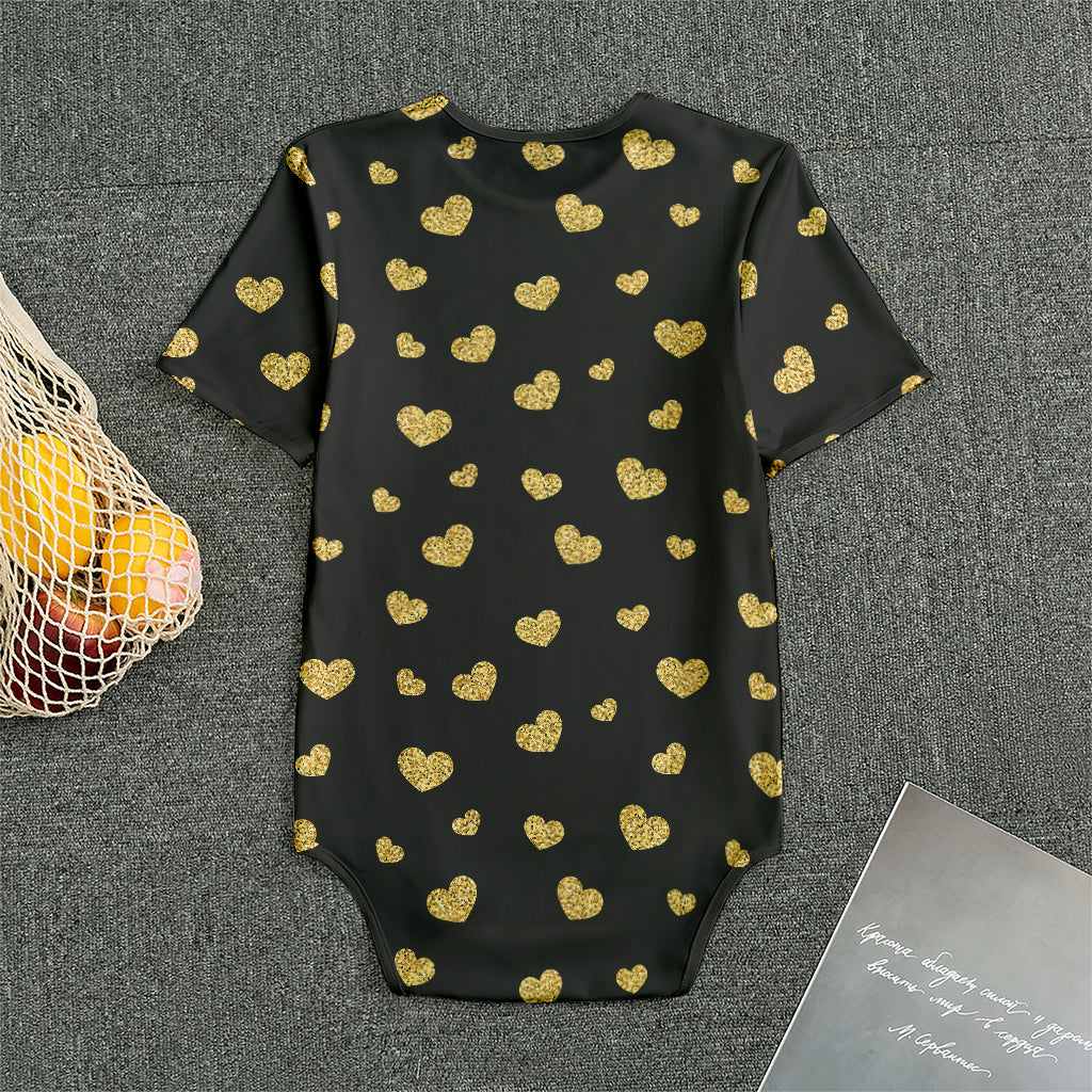 Gold And Black Heart Pattern Print Men's Bodysuit