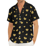 Gold And Black Heart Pattern Print Men's Deep V-Neck Shirt