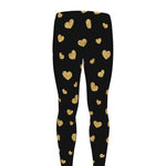 Gold And Black Heart Pattern Print Men's leggings