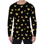 Gold And Black Heart Pattern Print Men's Long Sleeve T-Shirt