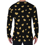 Gold And Black Heart Pattern Print Men's Long Sleeve T-Shirt