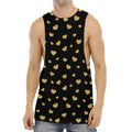 Gold And Black Heart Pattern Print Men's Muscle Tank Top