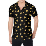 Gold And Black Heart Pattern Print Men's Shirt