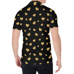 Gold And Black Heart Pattern Print Men's Shirt